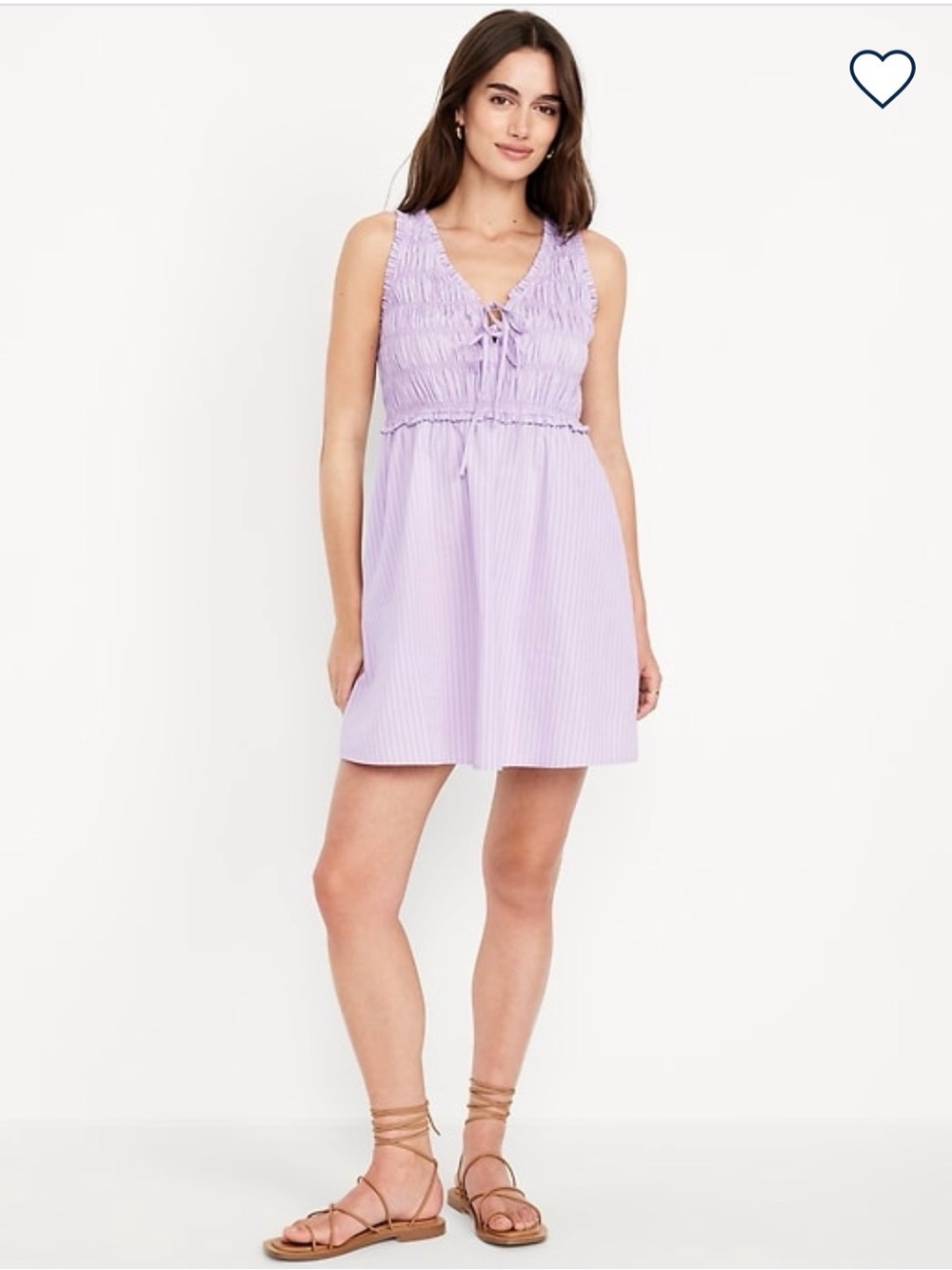 Old Navy Women’s Fit and Flare Lavender Striped Smocked Tie Front XL NWT